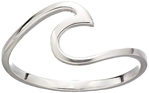 Pura Vida Silver Ocean Wave Ring - .925 Sterling Silver, Summer-Themed Design - Size 5
