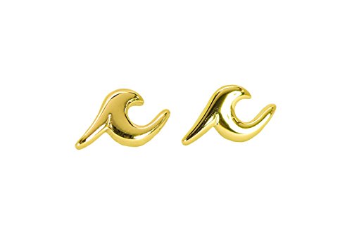 Pura Vida Gold Plated Wave Stud Earring Set - .925 Sterling Silver, Accessory for Women