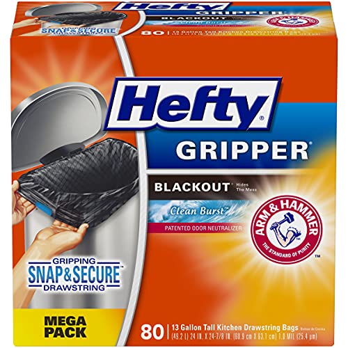 Hefty Ultra Strong Tall Kitchen Trash Bags, Clean Burst Scent, 13 Gallon, 80 Count