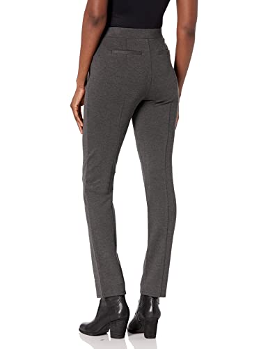 Rafaella Missy Slim Ponte Dress Pants For Women, Pull-On Waistband, 30.5” Inseam, Stretch, Comfort Fit, Flat Front (Sizes 4-16), Charcoal Heather, 16