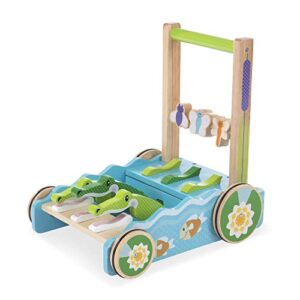 melissa & doug first play chomp and clack alligator wooden push toy and activity walker - pretend play developmental baby push walker toy for toddlers ages 1+, 1 ea
