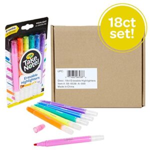 Crayola Take Note Erasable Highlighters, Cool School Supplies, Chisel Tip Markers, 6 Count