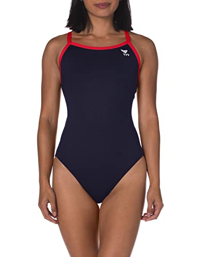 TYR Women’s Hexa Diamondfit Swimsuit, Black/Blue, 38