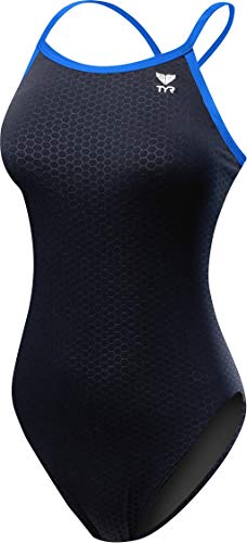 TYR Women’s Hexa Diamondfit Swimsuit, Black/Blue, 38