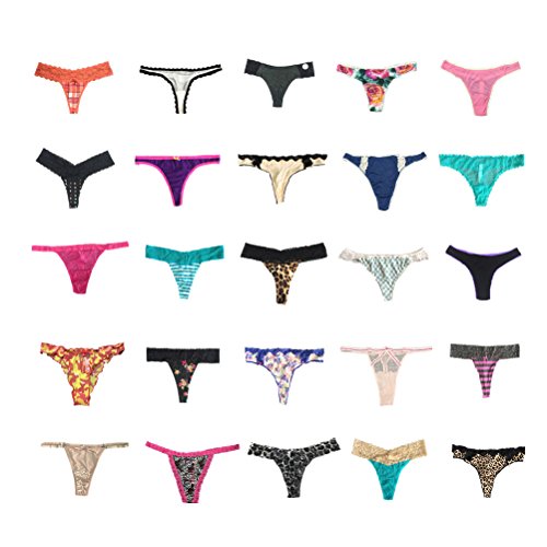 EMBEK Women¡¯s Underwear Assorted Pack of 24 Silk G-Strings T-Backs Lace Thongs Sexy Panties(XS)