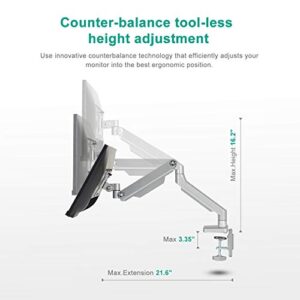 EleTab Single Monitor Desk Mount - Height Adjustable Single Monitor Stand Articulating Full Motion Swivel VESA Arm Fits for Computer Screen 17 to 32 inches, Hold up to 17.6 lbs