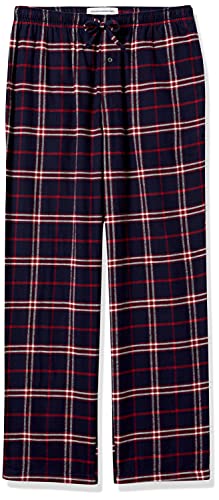 Amazon Essentials Men's Flannel Pajama Pant (Available in Big & Tall), Navy/Red, Plaid, Large