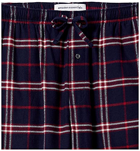 Amazon Essentials Men's Flannel Pajama Pant (Available in Big & Tall), Navy/Red, Plaid, Large