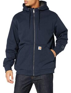 carhartt men's rain defender rockland sherpa lined hooded sweatshirt, new navy, large