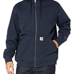 Carhartt Men's Rain Defender Rockland Sherpa Lined Hooded Sweatshirt, New Navy, Large