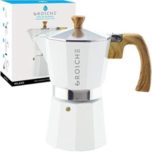 grosche white milano stovetop espresso maker, 6 cup