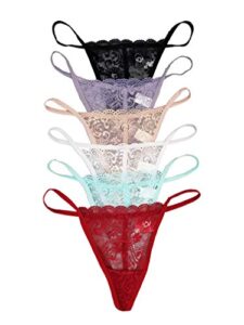 vision underwear 6 pack sexy floral lace g-string thong panties l266 (medium)