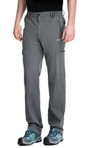 clothin men's elastic-waist travel pant stretchy lightweight pant multi-pockets quick dry breathable(grey l-32)