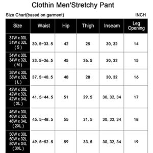 clothin Men's Elastic-Waist Travel Pant Stretchy Lightweight Pant Multi-Pockets Quick Dry Breathable(Grey L-32)