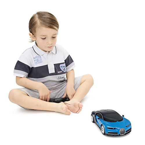 RASTAR Bugatti Veyron Chiron RC Car 1:24 Scale Remote Control Toy Car, Bugatti Chiron R/C Model Vehicle for Kids - Blue