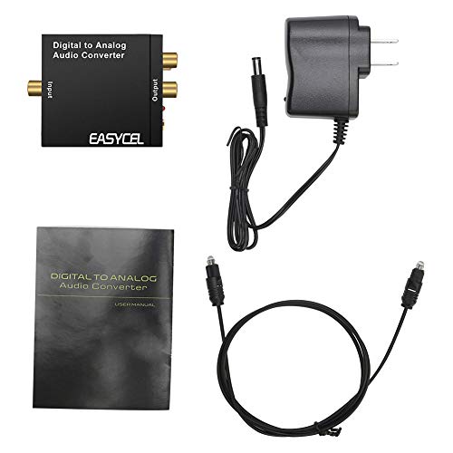 EASYCEL Audio Digital to Analog Converter DAC with 3.5mm Jack, Optical SPDIF Toslink Coaxial to Analog Stereo L/R Converter with Optical Cable and Power Adapter for PS3 PS4 Xbox Roku