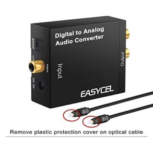 EASYCEL Audio Digital to Analog Converter DAC with 3.5mm Jack, Optical SPDIF Toslink Coaxial to Analog Stereo L/R Converter with Optical Cable and Power Adapter for PS3 PS4 Xbox Roku