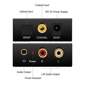 EASYCEL Audio Digital to Analog Converter DAC with 3.5mm Jack, Optical SPDIF Toslink Coaxial to Analog Stereo L/R Converter with Optical Cable and Power Adapter for PS3 PS4 Xbox Roku