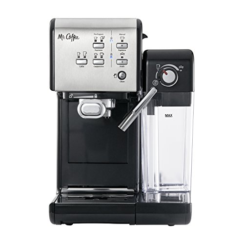 Mr. Coffee Espresso and Cappuccino Machine, Programmable Coffee Maker with Automatic Milk Frother and 19-Bar Pump, Stainless Steel