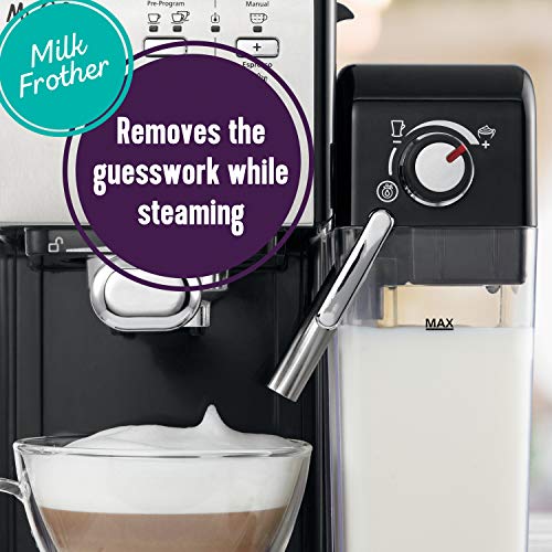 Mr. Coffee Espresso and Cappuccino Machine, Programmable Coffee Maker with Automatic Milk Frother and 19-Bar Pump, Stainless Steel