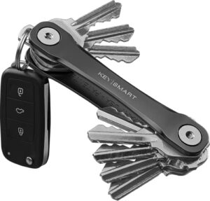 keysmart flex - compact key holder and keychain organizer (up to 8 keys, black)