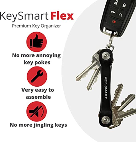 KeySmart Flex - Compact Key Holder and Keychain Organizer (up to 8 Keys, Black)