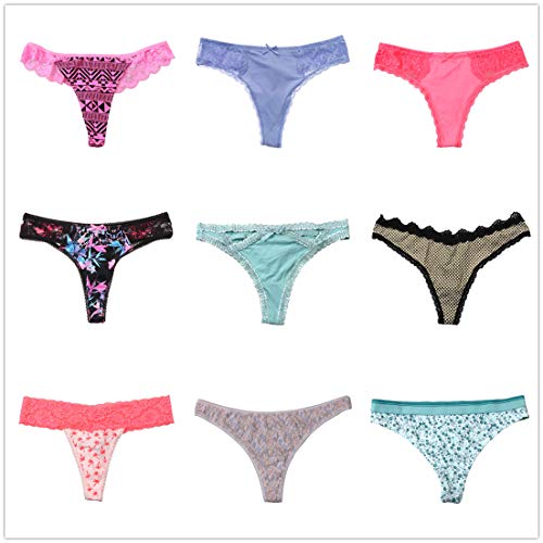 UWOCEKA Sexy Thongs for Women,Varity of T-Backs Sexy Underwear 20 Pack of G Strings Lacy Undies Panties Tanga(20PCS,S)