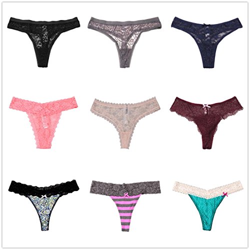 UWOCEKA Sexy Thongs for Women,Varity of T-Backs Sexy Underwear 20 Pack of G Strings Lacy Undies Panties Tanga(20PCS,S)