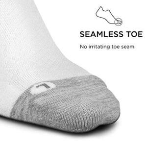 Feetures Plantar Fasciitis Relief Cushion Quarter Sock- Targeted Compression Sock for Men & Women- Medium, White