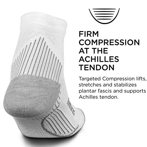 Feetures Plantar Fasciitis Relief Cushion Quarter Sock- Targeted Compression Sock for Men & Women- Medium, White