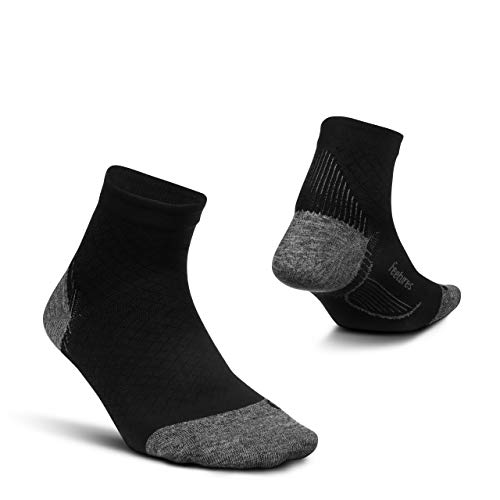 Feetures Plantar Fasciitis Ultra Light Quarter Sock (Small, Black)