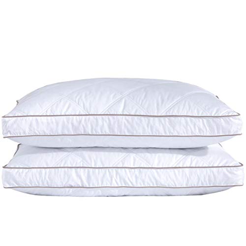 puredown Goose Down Feather Sleeping 100% Cotton Pillow Cover Down proof, Standard/Queen, Gusseted, Set of 2.