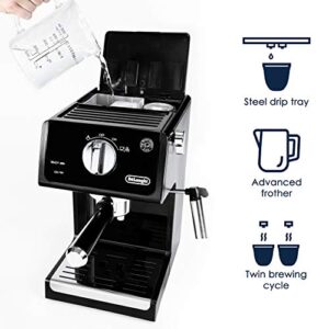 De'Longhi ECP3120 15 Bar Espresso Machine with Advanced Cappuccino System, 9.6 x 7.2 x 11.9 inches, Black/Stainless Steel