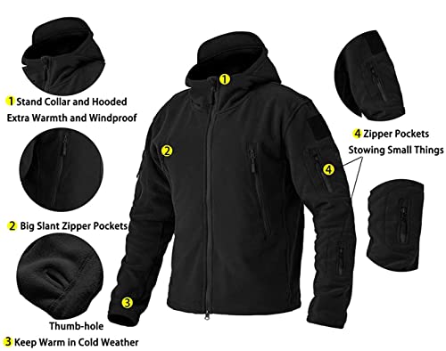 BIYLACLESEN Army Jackets for Men Warm Jacket Mens Winter Coats Softshell Jacket Men Fleece Jacket Ski Snowboard Jackets Black