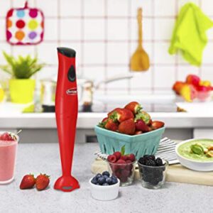 Elite Gourmet EHB-2425R Electric Immersion, Mixer, Chopper, 1-Touch Control Hand Blender, 150 Watts, Red