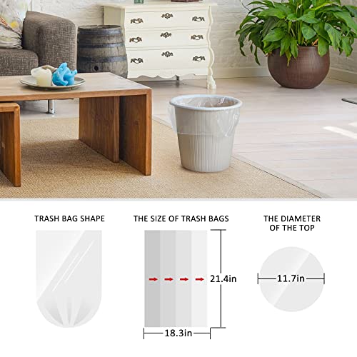 4 Gallon 220 Counts Strong Trash Bags Garbage Bags, Bathroom Trash Can Bin Liners, Small Plastic Bags for home office kitchen, fit 12-15 Liter, 3,3.5,4.5 Gal, Clear