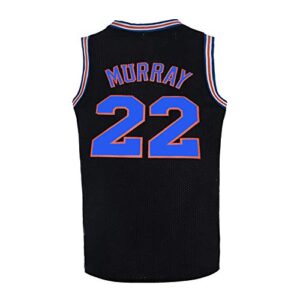 Mens Basketball Jerseys Movie 90S #22 Bill Murray Space Shirts (Black, Large)