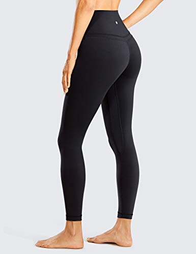 CRZ YOGA Women's Naked Feeling Workout Leggings 25 Inches - 7/8 High Waist Yoga Tight Pants Black Medium