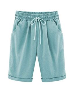 vcansion women's drawstring elastic waist shorts plus size shorts turquoise asian 4xl/us 12-14