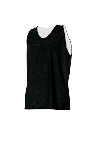 Youth Reversible Athletic Mesh Team Scrimmage Practice Jerseys for Basketball, Soccer, or Lacrosse (Black/White, Large)