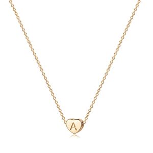 tiny gold initial heart necklace-14k gold filled handmade dainty personalized letter choker gift for women necklace jewelry