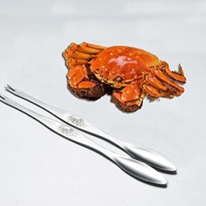 AKOAK 2 Pcs Seafood Tools,Double Headed 304 Stainless Steel Fork and Spoon for Crab and Lobster