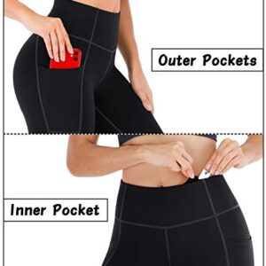 Heathyoga Women's Yoga Pants Leggings with Pockets for Women High Waist Yoga Pants with Pockets Workout Leggings Tights Black