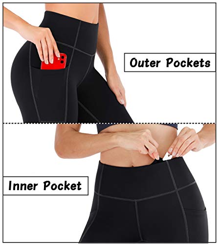 Heathyoga Women's Yoga Pants Leggings with Pockets for Women High Waist Yoga Pants with Pockets Workout Leggings Tights Black