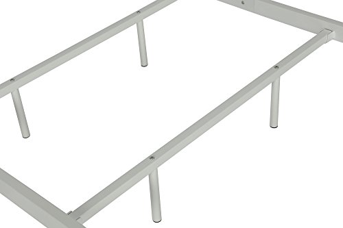 DHP Jenny Lind Kids Metal Bed Frame with Country Chic Headboard and Footboard, Underbed Storage Space for Toys, Twin, White