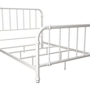 DHP Jenny Lind Kids Metal Bed Frame with Country Chic Headboard and Footboard, Underbed Storage Space for Toys, Twin, White