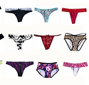 Morvia Variety Panties for Women Pack Sexy Thong Hipster Briefs G-String Tangas Assorted Multi Colored Underwear (10 Pcs, M)