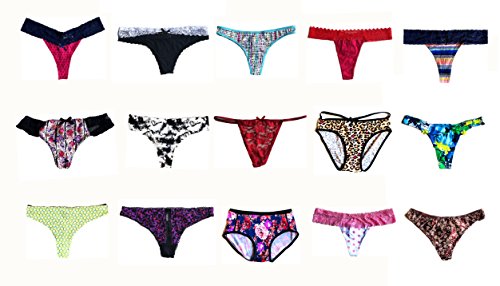 Morvia Variety Panties for Women Pack Sexy Thong Hipster Briefs G-String Tangas Assorted Multi Colored Underwear (10 Pcs, M)