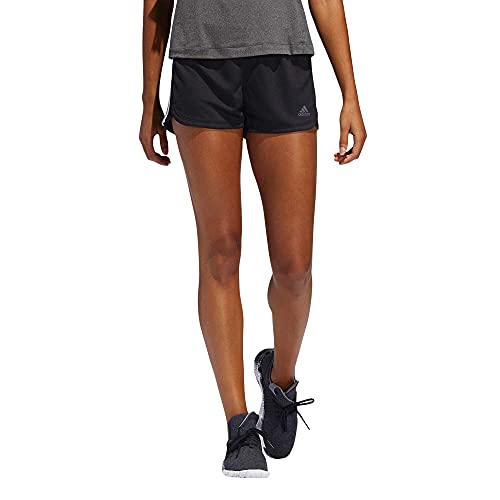 adidas Women's Training 3 Stripe Knit Shorts,Black/White, Medium