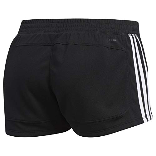 adidas Women's Training 3 Stripe Knit Shorts,Black/White, Medium